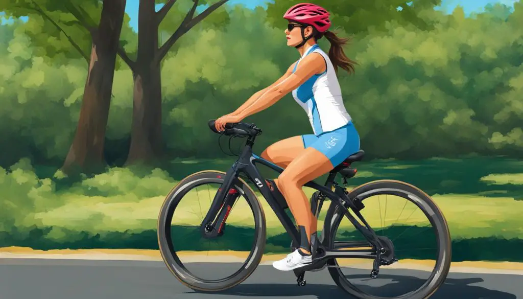 How should a woman sit when cycling?